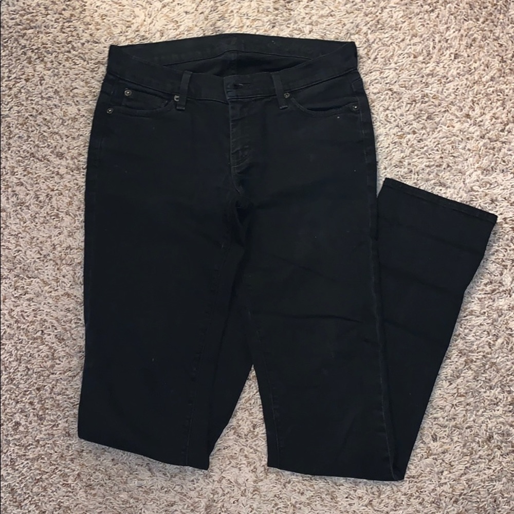 7 For All Mankind Black Straight Leg Jeans